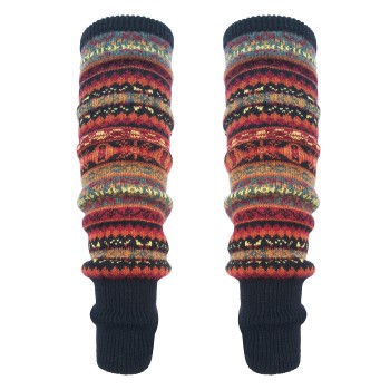 HUAMULAN Women's Bohemian Knit Over Knee Leg Warmers Winter Thick Warm Black Boot Cuffs