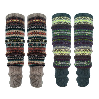 HUAMULAN Women's Khaki Green Bohemian Knit Over Knee Leg Warmers