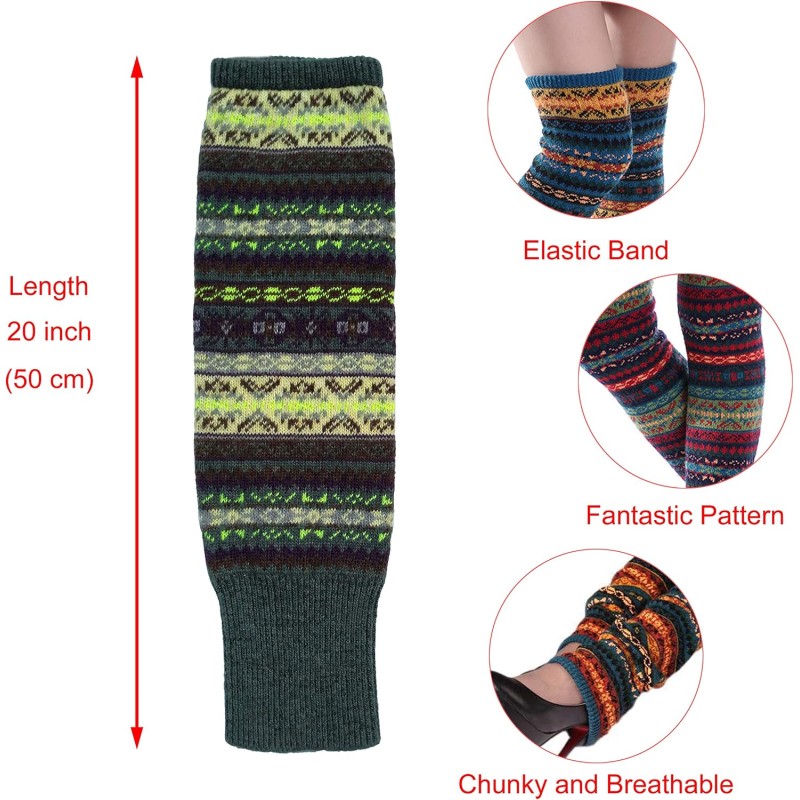 HUAMULAN Women's Khaki Green Bohemian Knit Over Knee Leg Warmers