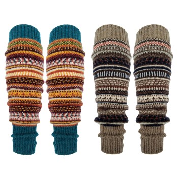 HUAMULAN Women's Bohemian Knit Over Knee Leg Warmers Winter Thick Warm Boot Cuffs Kakhiblue