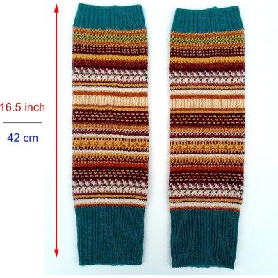 HUAMULAN Women's Bohemian Knit Over Knee Leg Warmers Kakhiblue HUAMULAN Women's Bohemian Knit Over Knee Leg Warmers in Kakhiblue