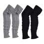 HUAMULAN Women's Bohemian Knit Crochet Over Knee Warmers Winter Anti-slip Boot Cuffs Black Gray