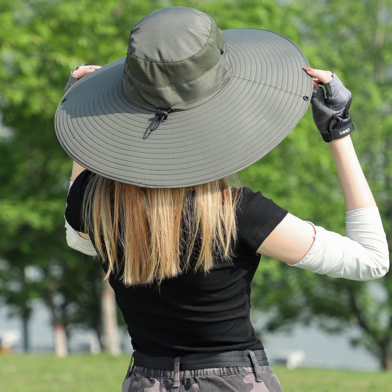UPF 50+ wide brim sun hat for men women outdoor fishing hiking beach garden