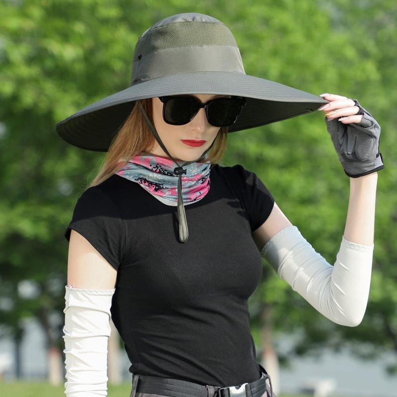 UPF 50+ wide brim sun hat for men women outdoor fishing hiking beach garden