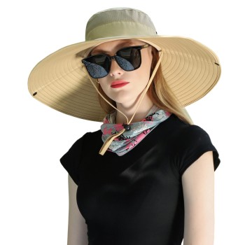 UPF 50+ Wide Brim Sun Hat for Men Women Ventilated Quick Dry Fishing Hiking Beach Garden One Size