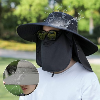 Women's Wide Brim Sun Hat with Detachable Face-Neck Flap UV Protection