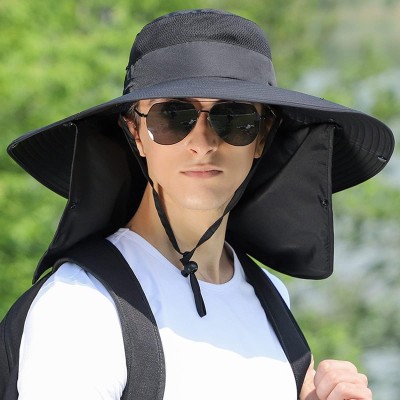 Women's Wide Brim Sun Hat with Detachable Face-Neck Flap UV Protection