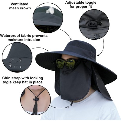 Women's Wide Brim Sun Hat with Detachable Face-Neck Flap UV Protection