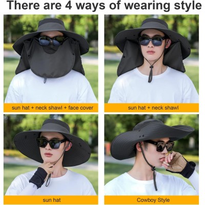 Women's Wide Brim Sun Hat with Detachable Face-Neck Flap UV Protection