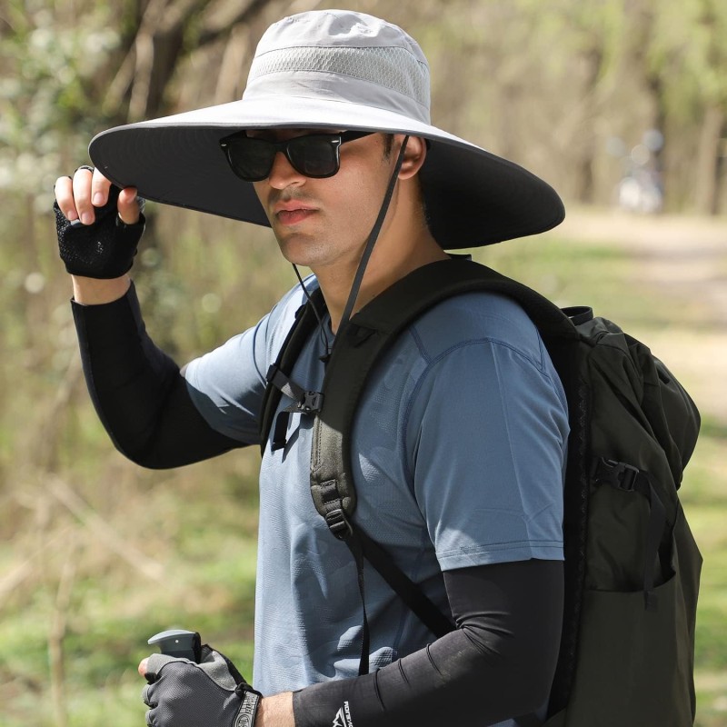 Hyp013 Light Gray Unisex Wide Brim Sun Hat