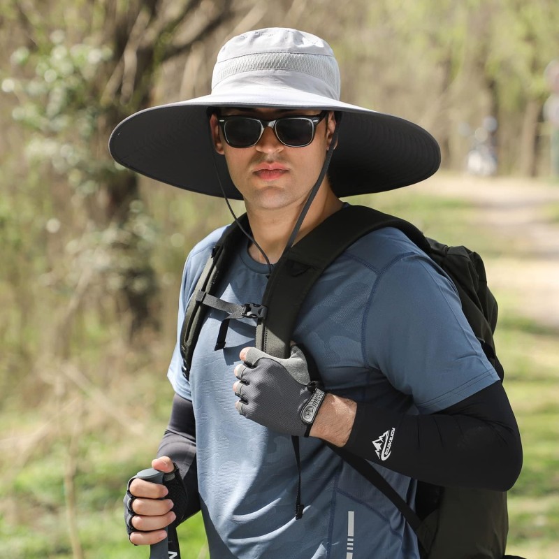 Hyp013 Light Gray Unisex Wide Brim Sun Hat