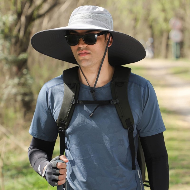Hyp013 Light Gray Unisex Wide Brim Sun Hat