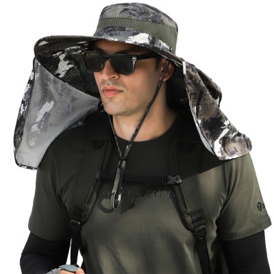 HUAMULAN UPF 50+ Sun Hat Men Women Large Brim Neck Flap HUAMULAN UPF 50+ Sun Hat with Neck Flap for Hiking and Fishing