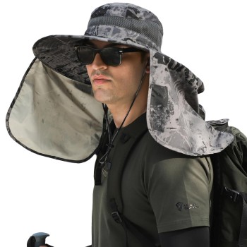 HUAMULAN UPF 50+ Sun Hat for Men Women, Large Brim Neck Flap Quick Dry Hiking Fishing Safari Hat