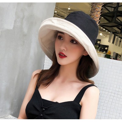 Women's Wide Brim UV Sun Hat (Lant001-black) Women's black wide brim reversible UV sun hat with wired edge