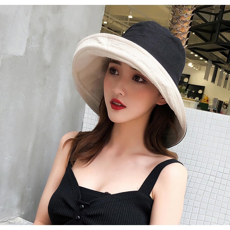Women's Wide Brim UV Sun Hat (Lant001-black) Women's black wide brim reversible UV sun hat with wired edge