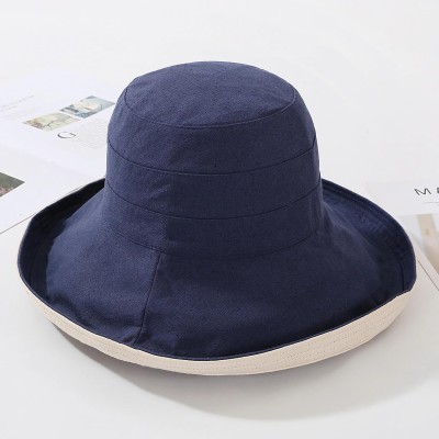 Navy Women's Wide Brim UV Sun Hat Women's Navy Wide Brim UV Protection Reversible Sun Hat