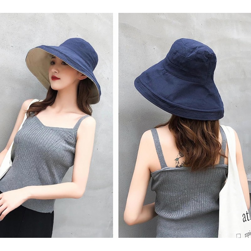 Navy Women's Wide Brim UV Sun Hat Women's Navy Wide Brim UV Protection Reversible Sun Hat