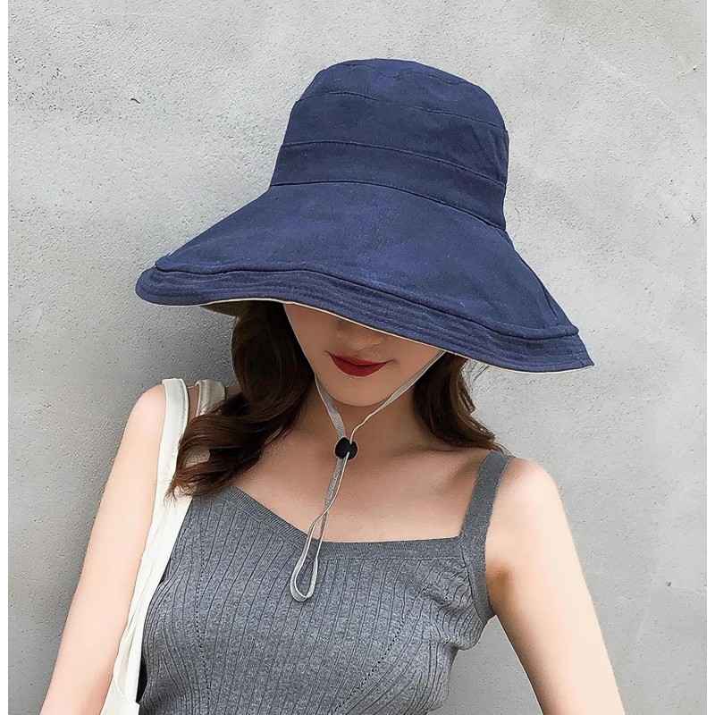Navy Women's Wide Brim UV Sun Hat Women's Navy Wide Brim UV Protection Reversible Sun Hat