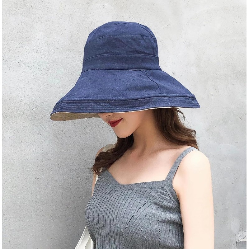 Navy Women's Wide Brim UV Sun Hat Women's Navy Wide Brim UV Protection Reversible Sun Hat
