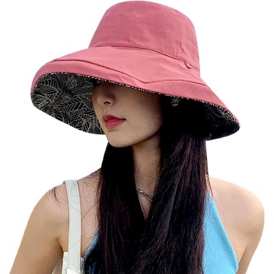 HUAMULAN Women's Wide Brim Reversible Beach Bucket Hat HUAMULAN Women's Reversible Beach Bucket Hat UV Protection Foldable Sun Hat