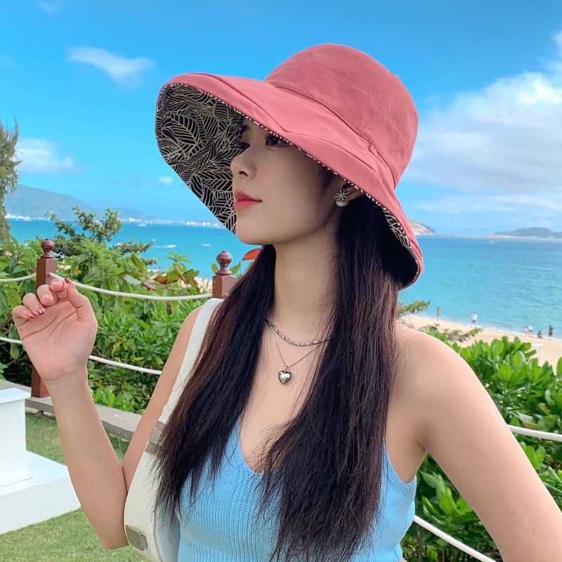 HUAMULAN Women's Wide Brim Reversible Beach Bucket Hat HUAMULAN Women's Reversible Beach Bucket Hat UV Protection Foldable Sun Hat