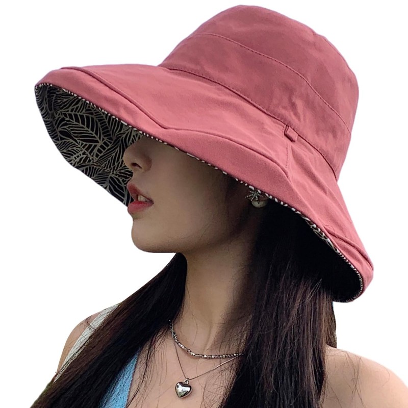 HUAMULAN Women's Wide Brim Reversible Beach Bucket Hat HUAMULAN Women's Reversible Beach Bucket Hat UV Protection Foldable Sun Hat