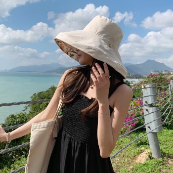 HUAMULAN Women's Summer Sun Hat Wide Brim Wired Edge Reversible UV Protection Foldable Beach Travel Bucket Hat