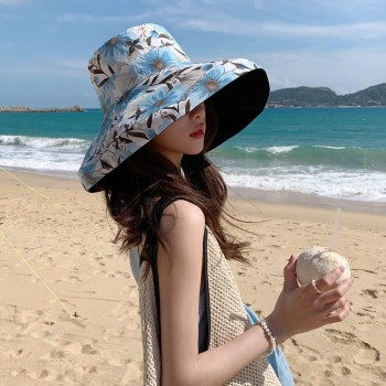 HUAMULAN Women’s Wide Brim Reversible Bucket Hat UV Protection Foldable Summer Beach Travel Sun Hat Black