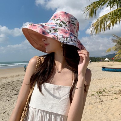 HUAMULAN Women's Pink Wide Brim Reversible UV Protection Summer Sun Hat