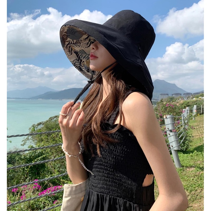 HUAMULAN Women's Wide Brim Reversible Foldable UV Protection Sun Hat for Beach and Travel