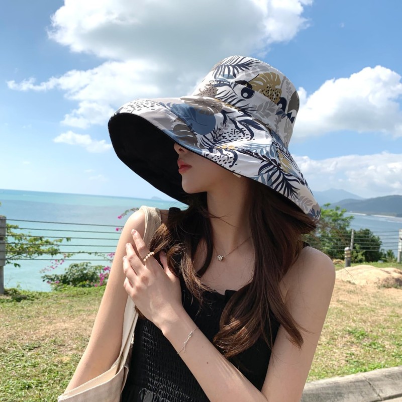 HUAMULAN Women's Wide Brim Reversible Foldable UV Protection Sun Hat for Beach and Travel