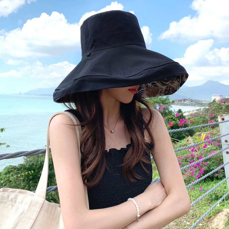 HUAMULAN Women's Wide Brim Reversible Foldable UV Protection Sun Hat for Beach and Travel