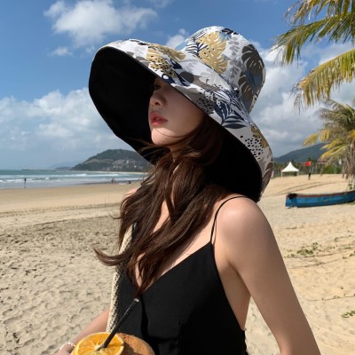 HUAMULAN Women's Navy Wide Brim Reversible UV Protection Sun Hat