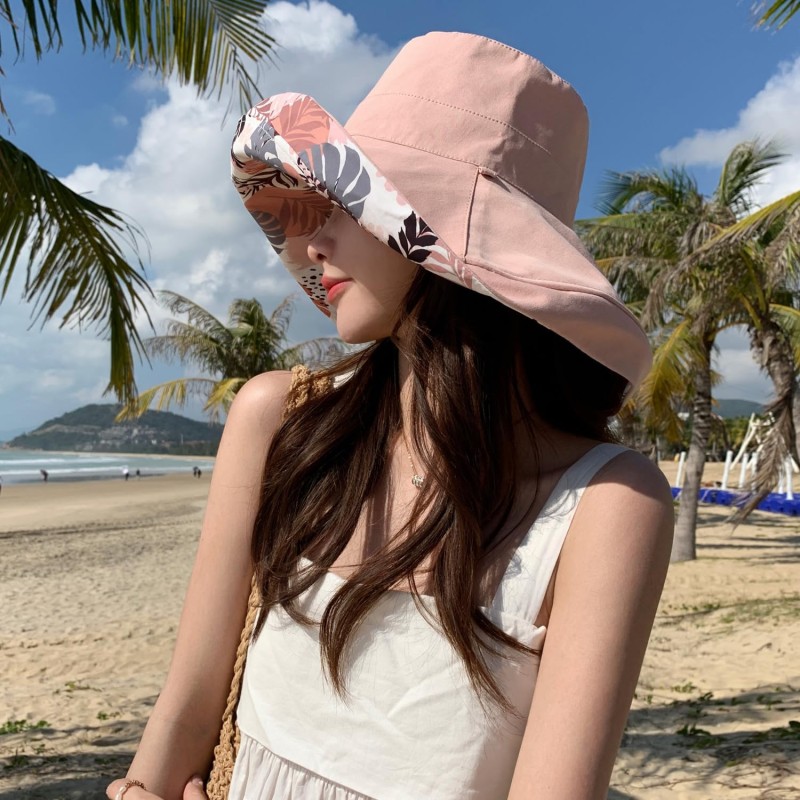 HUAMULAN Women's Reversible UV Protection Sun Hat HUAMULAN Women's Pink Wide Brim Reversible UV Sun Hat