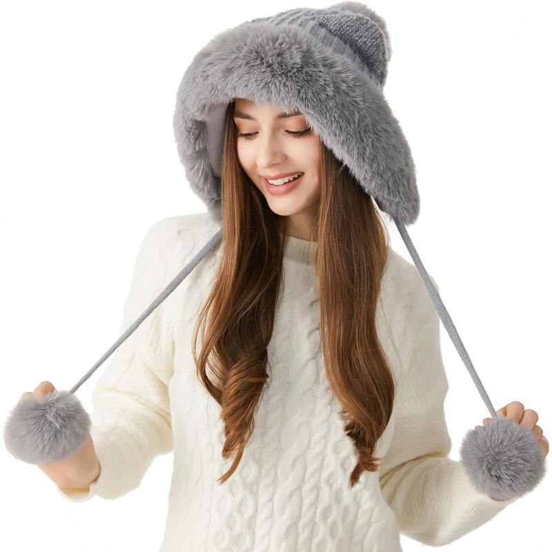 HUAMULAN Women's Sherpa Lined Winter Ski Beanie HUAMULAN Women's Peruvian Winter Sherpa Beanie with Ear Flaps