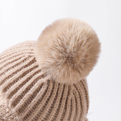 HUAMULAN Women's Khaki Winter Sherpa Beanie Ear Flap Hat HUAMULAN Women's Khaki Peruvian Winter Sherpa Beanie with Ear Flaps