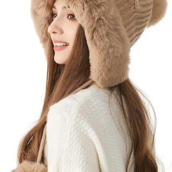 HUAMULAN Women's Peruvian Winter Sherpa Beanie Ear Flaps Fleece Lined Ponytail Ski Travel Hat Khaki HUAMULAN Women's Peruvian Winter Sherpa Beanie Ear Flaps Fleece Lined Ponytail Ski Travel Hat Khaki