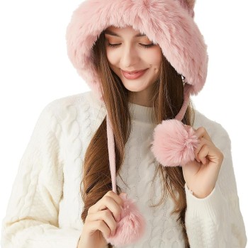Women's Winter Sherpa Lined Beanie Hat Ear Flaps Ponytail Friendly Pink Ski Travel One Size Women's Winter Sherpa Lined Beanie Hat Ear Flaps Ponytail Friendly Pink Ski Travel One Size