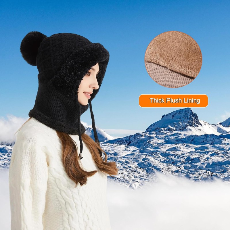 HUAMULAN Women's 3-in-1 Winter Balaclava Ski Hat HUAMULAN Women's 3-in-1 Fleece Lined Winter Balaclava Ski Hat