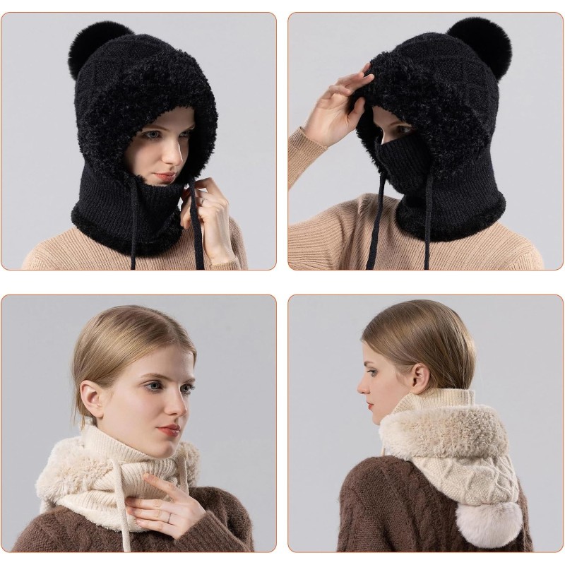 HUAMULAN Women's 3-in-1 Winter Balaclava Ski Hat HUAMULAN Women's 3-in-1 Fleece Lined Winter Balaclava Ski Hat