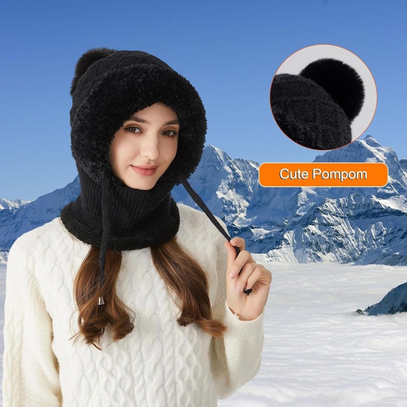 HUAMULAN Women's 3-in-1 Winter Balaclava Ski Hat HUAMULAN Women's 3-in-1 Fleece Lined Winter Balaclava Ski Hat