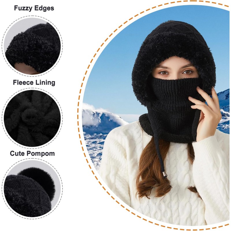 HUAMULAN Women's 3-in-1 Winter Balaclava Ski Hat HUAMULAN Women's 3-in-1 Fleece Lined Winter Balaclava Ski Hat