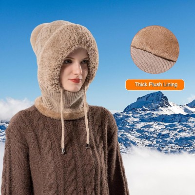 HUAMULAN Women's Khaki 3-in-1 Fleece Lined Balaclava Beanie Ski Mask HUAMULAN Women's Khaki 3-in-1 Fleece Lined Balaclava Beanie Ski Mask