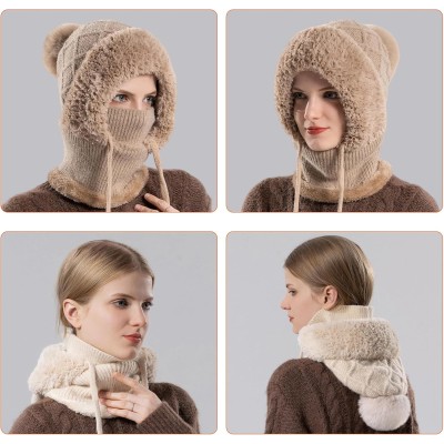 HUAMULAN Women's Khaki 3-in-1 Fleece Lined Balaclava Beanie Ski Mask HUAMULAN Women's Khaki 3-in-1 Fleece Lined Balaclava Beanie Ski Mask