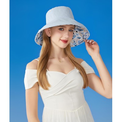 Women’s wide brim reversible sun hat with UV protection for summer outdoor activities