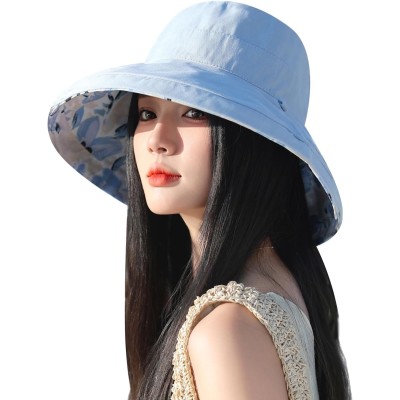 Women’s wide brim reversible sun hat with UV protection for summer outdoor activities