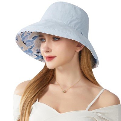Women’s wide brim reversible sun hat with UV protection for summer outdoor activities