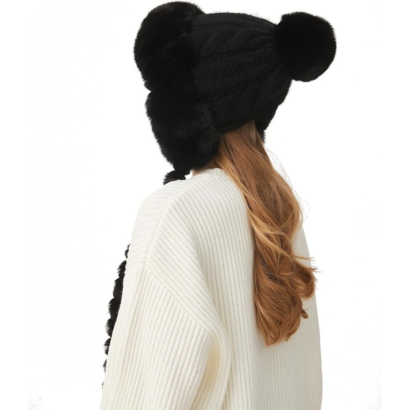 HUAMULAN Women's Winter Sherpa Lined Beanie Hat Ear Flaps Ponytail Ski Snow HUAMULAN Women's Winter Sherpa Lined Beanie Hat with Ear Flaps, Braids, Ponytail for Skiing