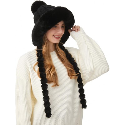 HUAMULAN Women's Winter Sherpa Lined Beanie Hat Ear Flaps Ponytail Ski Snow HUAMULAN Women's Winter Sherpa Lined Beanie Hat with Ear Flaps, Braids, Ponytail for Skiing